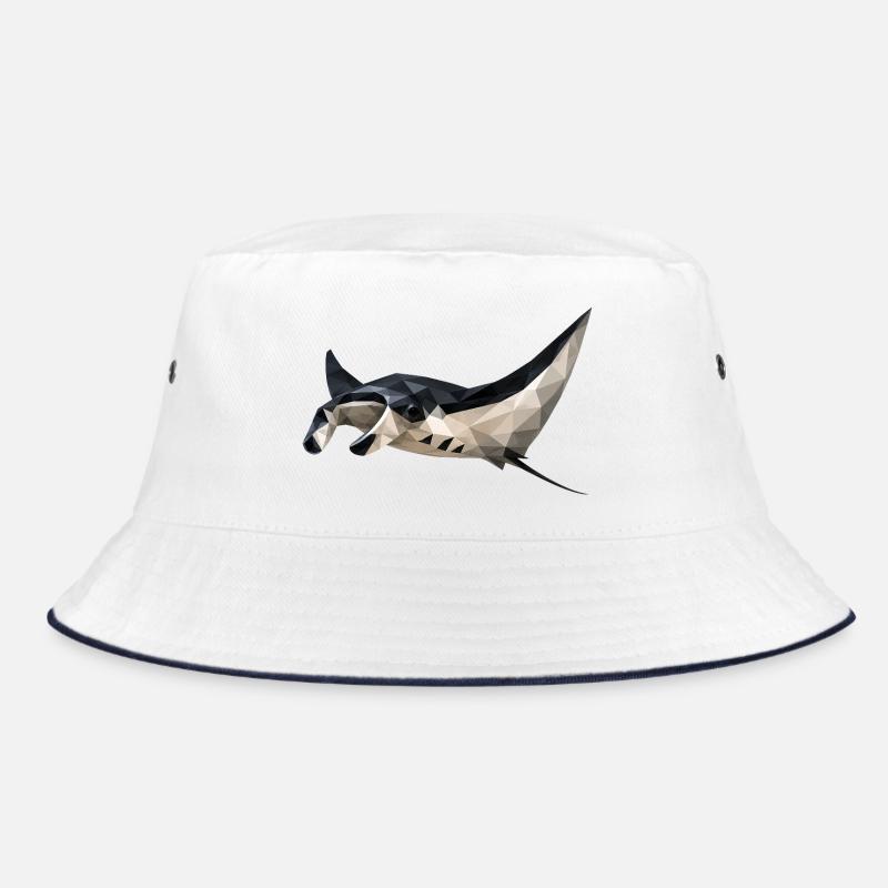 Geometrischer Mantarochen Kunstdruck Bucket Hat