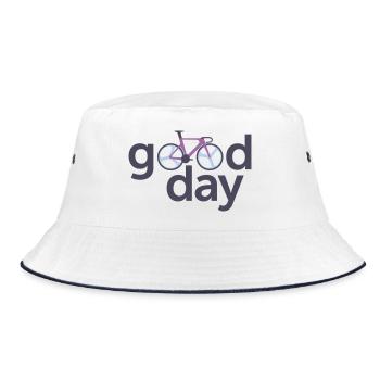 Good Day Bicycle Typography Logo - Bucket Hat - white/navy - Front