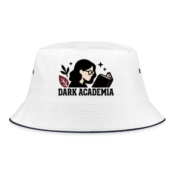 Dark Academia Reading Book Club Bookworm Books - Bucket Hat - white/navy - Front