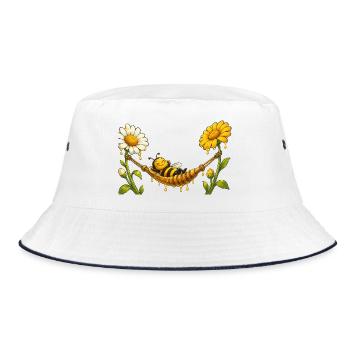 Biene Honig Imker Honigwabe Bienchen Insekt - Bucket Hat - Weiß/Navy - Vorne