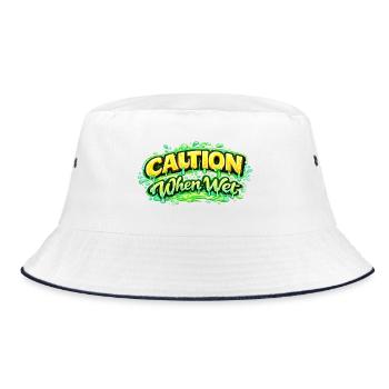 Caution When Wet Funny Flirty Statement Tee pun sp - Bucket Hat - white/navy - Front
