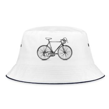 Vintage Road Bike - Illustration - Bucket Hat - white/navy - Front