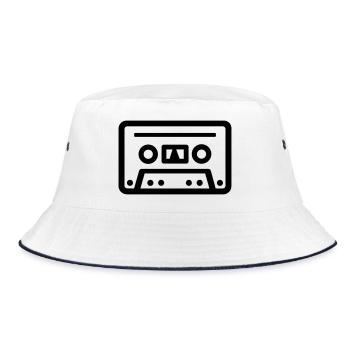 audio cassette - Bucket Hat - white/navy - Front