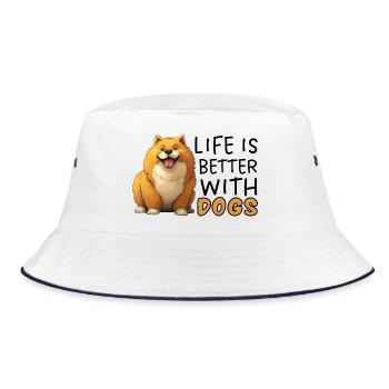 Life Is Better With Dogs Pembroke Welsh Corgi - Bucket Hat - white/navy - Front