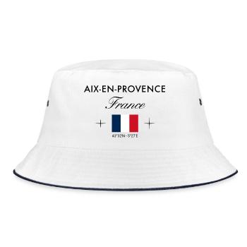 Aix en Provence Frankreich Koordinaten Reise - Bucket Hat - Weiß/Navy - Vorne