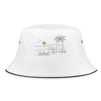 Camping on the beach - Bucket Hat - white/navy - Front