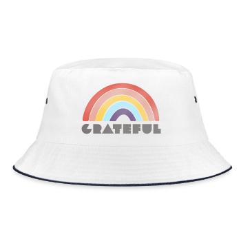 Dankbar - Bucket Hat - Weiß/Navy - Vorne