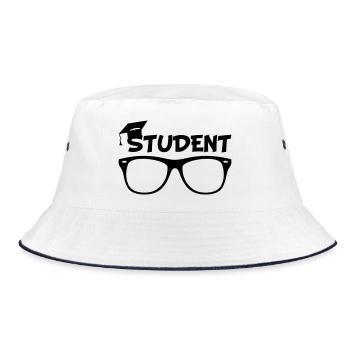 Student - Bucket Hat - Weiß/Navy - Vorne