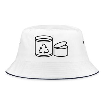 Ikone der Metallrecyclinglinie - Bucket Hat - Weiß/Navy - Vorne