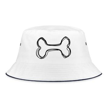 Knochen handgezeichnet - Bucket Hat - Weiß/Navy - Vorne