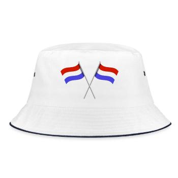 Niederländische Flagge - Bucket Hat - Weiß/Navy - Vorne