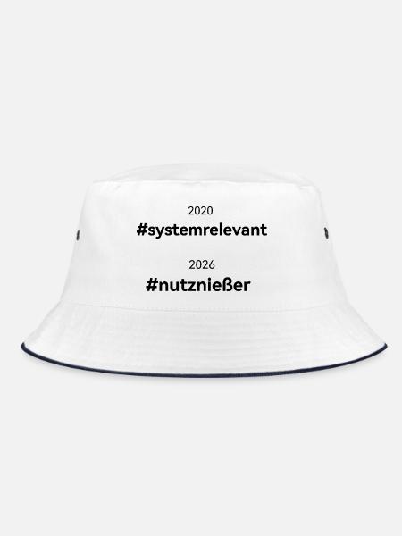 Nutzniesser systemrelevant - Bucket Hat - Weiß/Navy