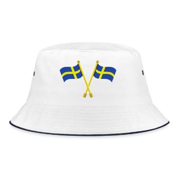 Flagge von Schweden - Bucket Hat - Weiß/Navy - Vorne