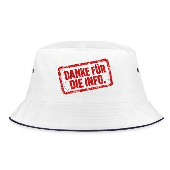 Danke für die Info - ironisches Shirt - Bucket Hat - Weiß/Navy - Vorne