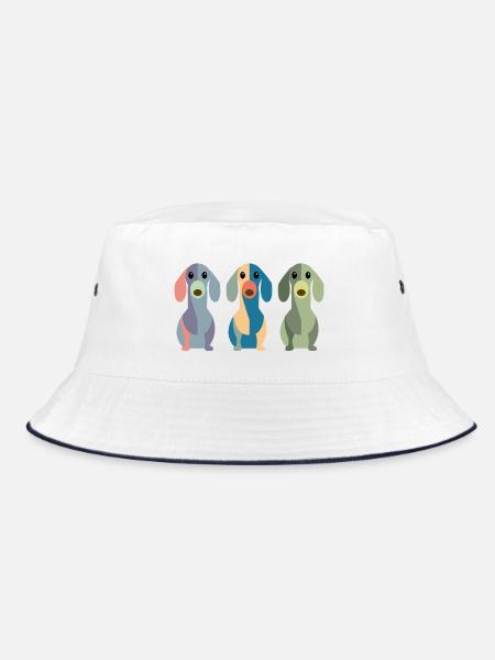Dachshund Dackel - Bucket Hat - Weiß/Navy