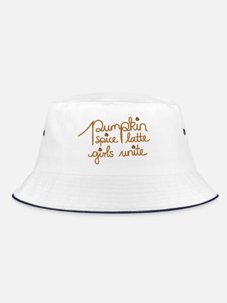 Pumpkin Spice Latte - kreatives Herbst Design - Bucket Hat - Weiß/Navy