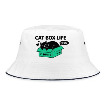Cat Box Life Katzen Logo - Bucket Hat - Weiß/Navy - Vorne