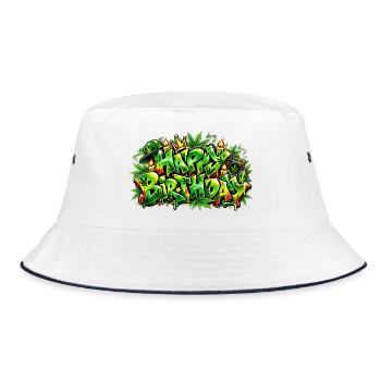 Herzlichen Glückwunsch zum Geburtstag Graffiti Jungle: Entspannte Atmosphäre! - Bucket Hat - Weiß/Navy - Vorne