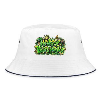 Herzlichen Glückwunsch zum Geburtstag Graffiti Hip Hop: Old School! - Bucket Hat - Weiß/Navy - Vorne