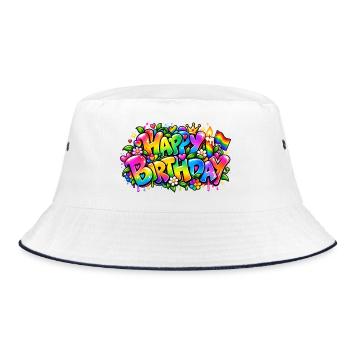 Herzlichen Glückwunsch zum Geburtstag Graffiti Pride: Pride garantiert! - Bucket Hat - Weiß/Navy - Vorne