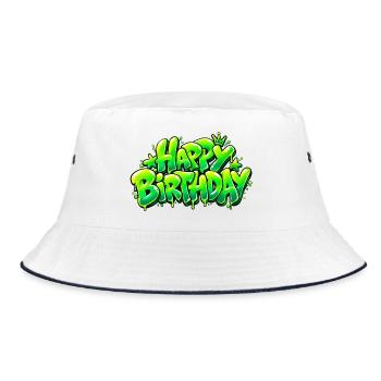 Happy Birthday Graffiti Slime: Zu stilvoll! - Bucket Hat - Weiß/Navy - Vorne
