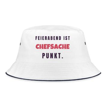 Feierabend Ist Chefsache Lustiger Spruch Geschenk - Bucket Hat - Weiß/Navy - Vorne