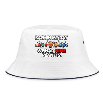 Neun Planeten - Bucket Hat - Weiß/Navy - Vorne
