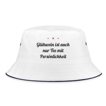 Glühwein ist auch nur Tee mit Persönlichkeit - Bucket Hat - Weiß/Navy - Vorne