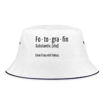 Fotografin Substantiv Definition Foto Geschenk - Bucket Hat - Weiß/Navy - Vorne