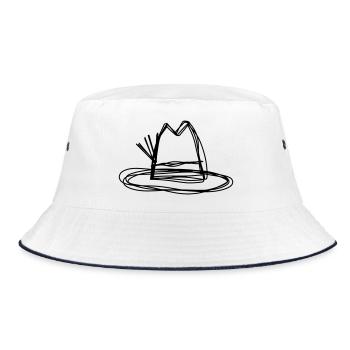 Tirolerhut handgezeichnet - Bucket Hat - Weiß/Navy - Vorne
