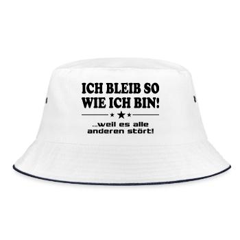 Ich bleib so wie ich bin Mann Frau Sprüche - Bucket Hat - Weiß/Navy - Vorne