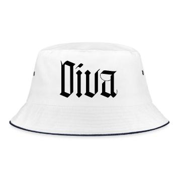 Diva / gothik stil  - Bucket Hat - Weiß/Navy - Vorne