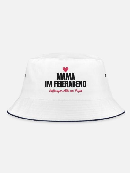 Mama im Feierabend – Anfragen bitte an Papa - Bucket Hat - Weiß/Navy