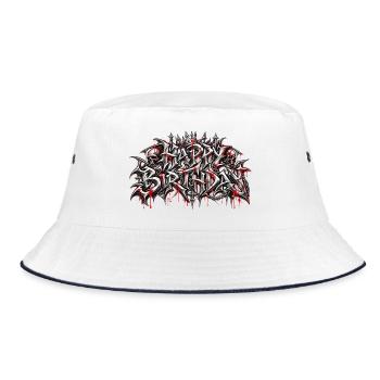 Herzlichen Glückwunsch zum Geburtstag Metal Graffiti: Dark Skull Geschenk - Bucket Hat - Weiß/Navy - Vorne