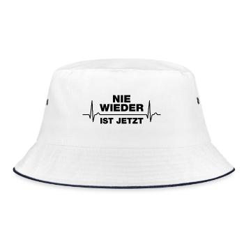 Nie wieder ist jetzt Gegen Rechts gegen Hetze EKG - Bucket Hat - Weiß/Navy - Vorne