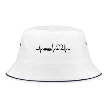 Nie wieder ist jetzt Gegen Rechts gegen Hetze EKG - Bucket Hat - Weiß/Navy - Vorne