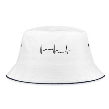 Nie wieder ist jetzt Gegen Rechts gegen Hetze EKG - Bucket Hat - Weiß/Navy - Vorne