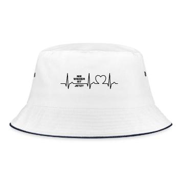 Nie wieder ist jetzt Gegen Rechts gegen Hetze EKG - Bucket Hat - Weiß/Navy - Vorne