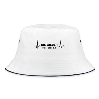 Nie wieder ist jetzt Gegen Rechts gegen Hetze EKG - Bucket Hat - Weiß/Navy - Vorne