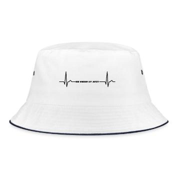 Nie wieder ist jetzt Gegen Rechts gegen Hetze EKG - Bucket Hat - Weiß/Navy - Vorne