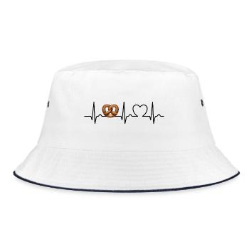 ECG Curve - Heart Curve - Pulse - Food - Pretzel - Bucket Hat - white/navy - Front