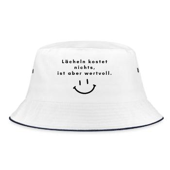 Smiling costs nothing, but is valuable - Bucket Hat - white/navy - Front
