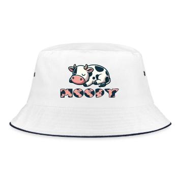 Moody Cow Lover Lustige mürrische Person Geschenk Zitat - Bucket Hat - Weiß/Navy - Vorne