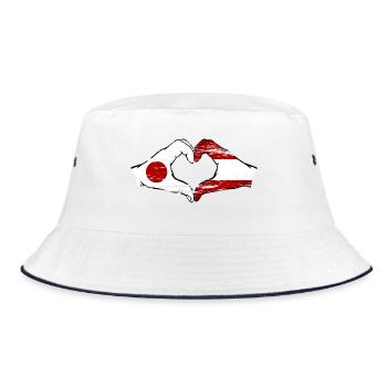 Japan Austria Hands Heart Shape Used - Bucket Hat - white/navy - Front