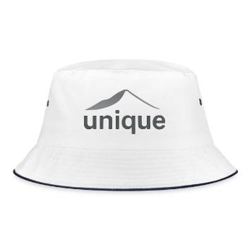 "Unique mountain design" - Bucket Hat - white/navy - Front