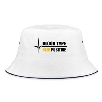 Blood Type Beer positive - dein Puls steigt - Bucket Hat - Weiß/Navy - Vorne