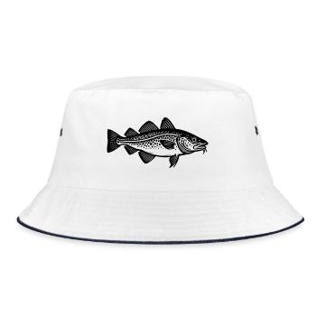 Target Fish Cod - Fish - Angler Gift - Bucket Hat - white/navy - Front