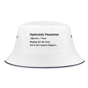 Optimist pessimistische Grafik - Bucket Hat - Weiß/Navy - Vorne
