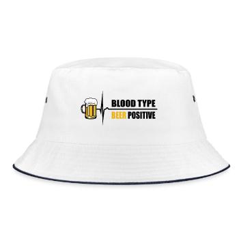 Blood Type Beer positive - dein Puls steigt - Bucket Hat - Weiß/Navy - Vorne