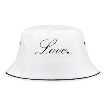 Ästhetisches Liebesdesign - Bucket Hat - Weiß/Navy - Vorne